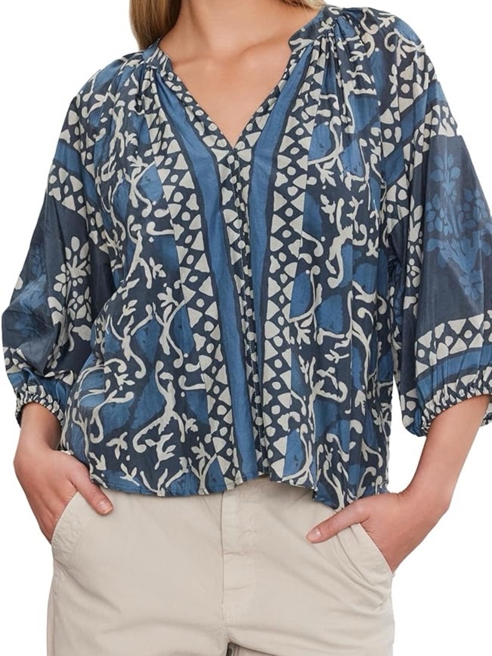 Dayana printed silk/cotton top